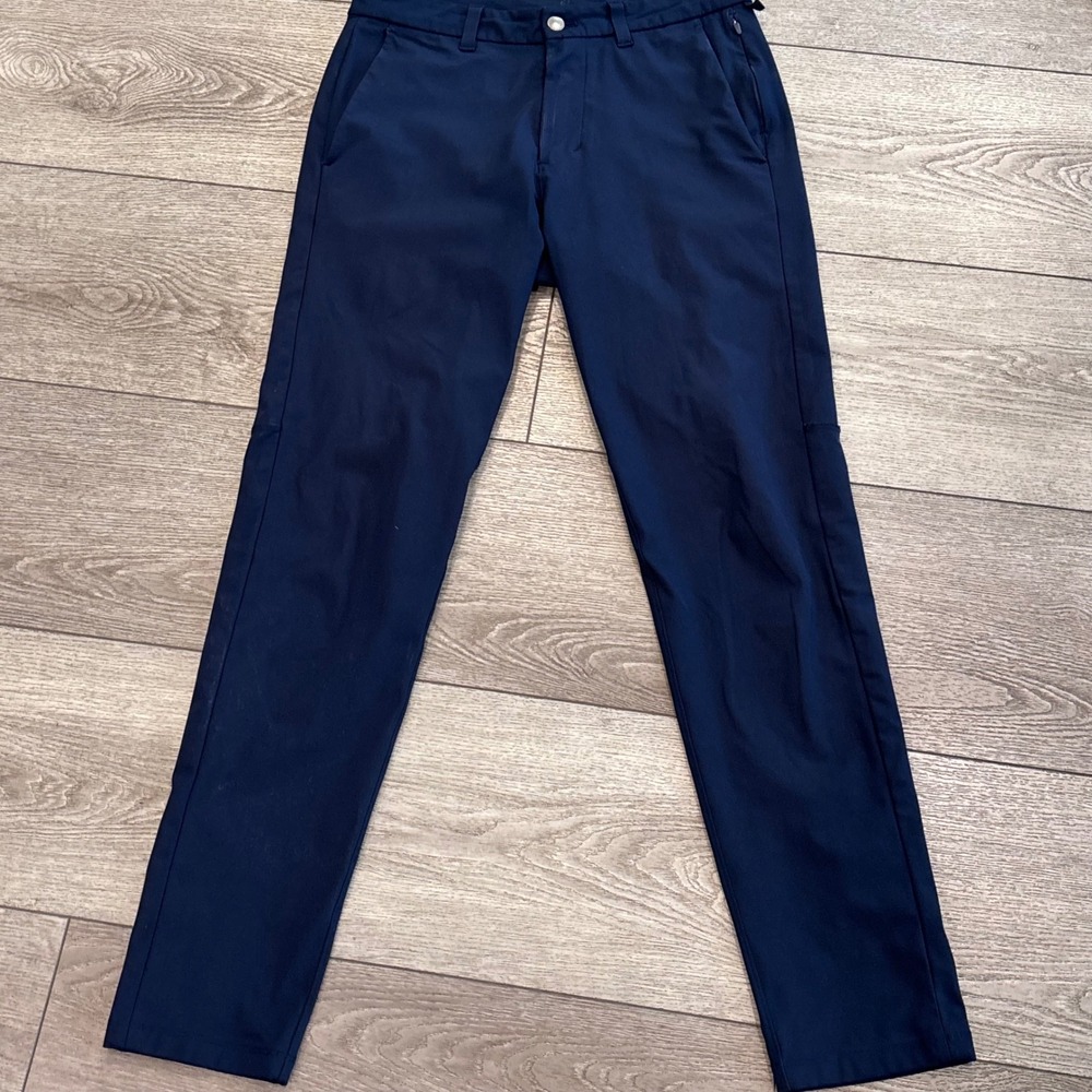 Lululemon Commission Slim Fit Pants Mens 31 Navy Blue ABC Technical Chino Golf - Picture 1 of 9